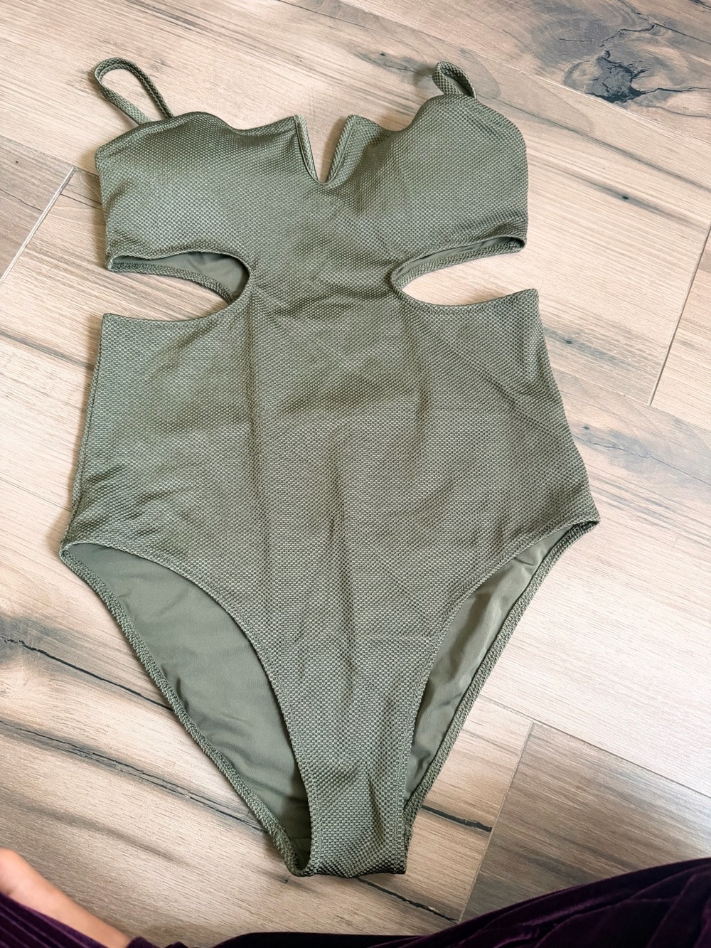 aerie womens Olive Cutout One-Piece Swimsuit